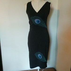 SYNERGY ORGANIC: Black peacock feather dress